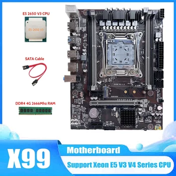 X99 Doske LGA2011-3 základnej Doske Počítača Podporu DDR4 ECC RAM S E5 2650 V3 CPU+DDR4 4G 2666Mhz RAM+SATA Kábel
