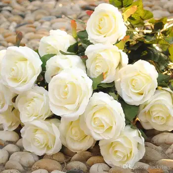 Nový štýl umelé ruže hodváb plavidlá kvet dotyk kvet pre svadobné, Vianočné izba dekorácie 10 farieb falošné kvety