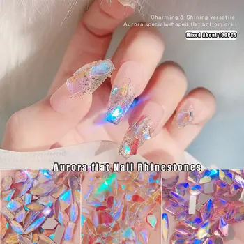 100KS NOVÉ 3D Rôznych Tvarov Zmiešané Diamond Crystal Nail Art Šperky Aurora Nechtov Kamienkami Manikúra Dekorácie