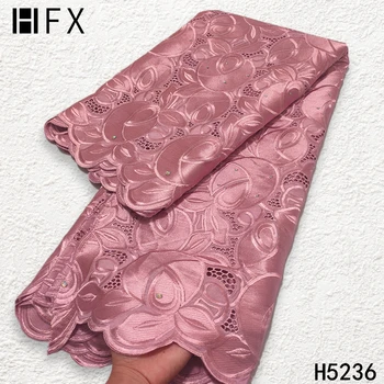 HFX 5yard Švajčiarskej čipky textílie najnovšie vysokú kvalitu výšivky Afriky 100% bavlnenej tkaniny Swiss voile čipky populárne Dubaj štýl H5236