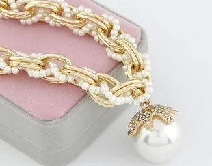 Veľké perlový náhrdelník prívesok petal vrstvy hrubé Európska značka štýl clavicle náhrdelník lano, reťaz pre ženy zdobia článku