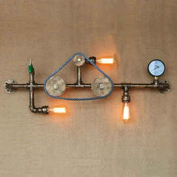 Retro Priemyselné Vintage Nástenné Svietidlo S 3 Svetlá Jedáleň LED Edison vodovodné Potrubia Nástenné Svietidlá Sconce Aplik