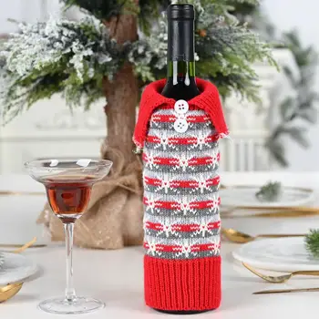 Pletené Vianočné Víno Kryt, Taška Snowflake Tlačidlo 30*10 cm Fľaša Vína Kryt Vianočné Dekorácie LX8578