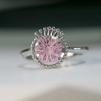 S925 striebornú korunu v tvare topaz ružová drahokam jedinečné remeslo otvoriť šumivé luxusné ametyst elegantné dámy krúžok