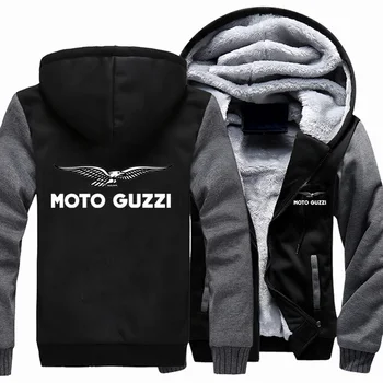 Zimné Moto Guzzi Logo Mens Hoodies Na Zips Módne Kabát Fleece Zahustiť Dlhý Rukáv Mikina Pulóver Bunda 7 Farieb