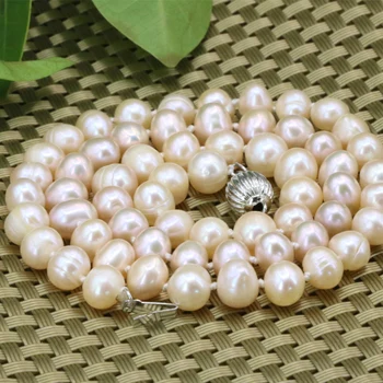 Hot predaj kúzlo prírodných orange pearl korálky 7-8mm choker náhrdelník pre ženy veľkoobchodné ceny elegantné reťazca šperky 18imch B3185