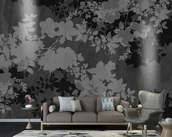 abstraktných de parede Vlastné 3d tapeta nástenná maľba Nordic retro čierna a biela šedá kvet ratan pozadí steny abstraktných pintado