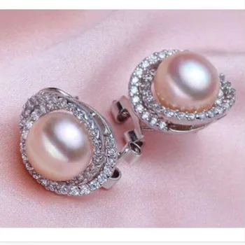 očarujúce pár 10-11 mm AAA++ south sea zlato pink pearl náušnice drop shipping