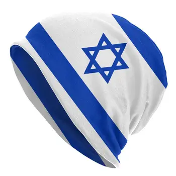 Izrael Vlajka Skullies Čiapky Klobúk Hip Hop Jeseň Zima Vonku Unisex Čiapky Dospelých Letné Teplé s Dvojakým použitím, Kapoty Pletené Klobúk
