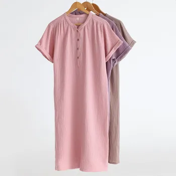Fdfklak kórejský Krepové Bavlna Nightdress Žien Nightgowns Japonský Voľné Domáce Oblečenie Jar Leto Spánku Šaty Nosí Noc