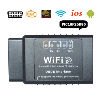 ELM327 WiFi V1.5 OBD2 Diagnostických Nástrojov S PIC18F25K80 ELM 327 V 1.5 OBD 2 Auto Kód Čitateľov Diagnostický Scanner Pre iOS a Android