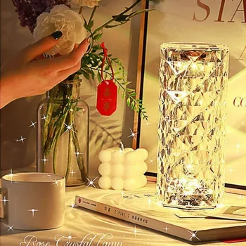 Rose Petal Crystal Stolná Lampa Izba Spálňa Posteli Dekorácie Čistá Red Diamond Plnenie Romantickú Atmosféru Lampy, Nočné Lampy Dary