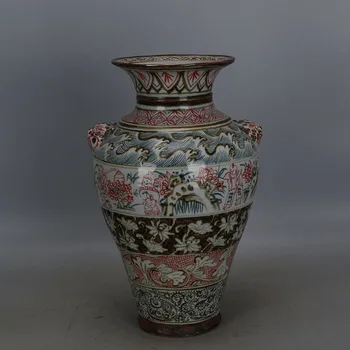 Starožitný SongDynasty porcelánová váza,Jizhou pece ručne maľované zvierat ucho fľaše,domáce Dekorácie,zber a ozdobu