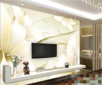 Európske a Americké svetlo žltá ľalia 3D TV tapetu pozadia obývacia izba dekorácie, foto nástenná maľba kostým vlastnú tapetu