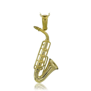 Saxofón Náhrdelník 925 Sterling Silver Hudobný Nástroj Kúzlo Jazz
