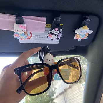 Kawaii Sanrios Anime Hello Kitty Kuromi Cinnamoroll Cartoon Auto Slnečná Clona Skladovanie Pohárov Prípade Roztomilý Vo Vnútri Auta Zdobiť
