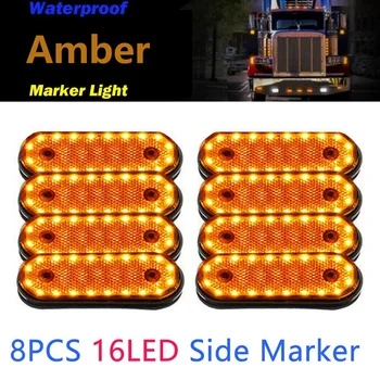 8PCS Amber Markerings Svetlo Bočné Obrysové 20LED 24V Trusk Lampa Pickup Truck Bočné Obrysové Svetlá pre nákladné Vozidlo