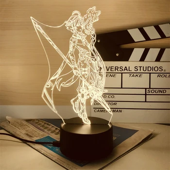 Hra Genshin Vplyv 3D Led Nočné Svetlo Lnazuma Keqing Model Hračky Ganyu Údaje Deti lôžková Izba Dekor stolná Lampa Narodeninám
