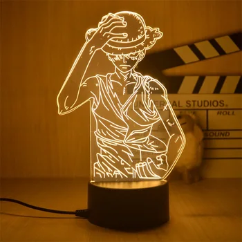 Jeden Kus Opice D Luff 3D Ilúziu LED Nočné Svetlo Nočného Dotyk Flash Light Model Obrázok Hračky Darček pre Deti, Nočné Lampy