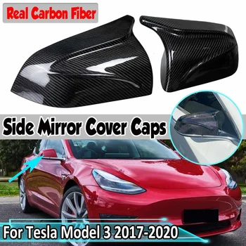 Čierna/Real Uhlíkových Vlákien 2xCar Spätné Zrkadlo Pokrytie Spp Náhrada Za Tesla Model 3 2017 2018 2019 2020 Spätné Zrkadlo Pokrytie