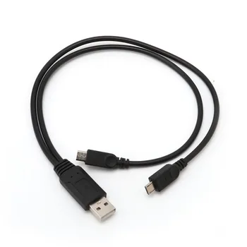 38 cm Prenosné USB Muž Univerzálneho Micro USB Dual Muž Y Adaptér Splitter Kábel QXNF
