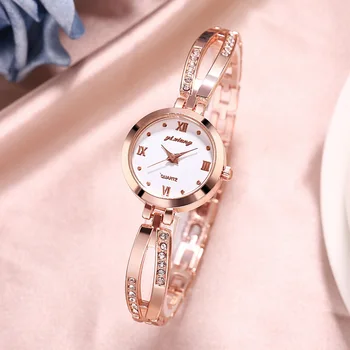 Luxusné Hodinky Z Nerezovej Ocele Malý Zlatý Náramok Hodiniek Dámske Náramkové Hodinky Quartz Módne Bežné Ženy Šaty Sledovať Reloj Mujer