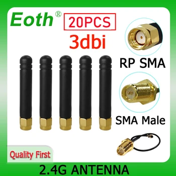 EOTH 20pcs 2.4 g antennawlan wifi 2.4 ghz antene IPX ipex 1 SMA male 3dbi sma female pigtail Predlžovací Kábel internet vecí modul anténa