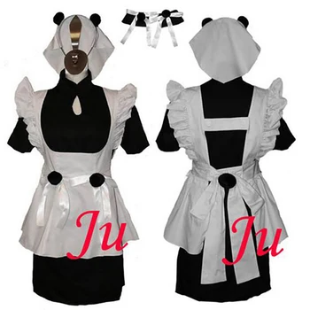 fondcosplay dospelých sexy kríž obliekanie sissy slúžka Gothic Lolita Punk Móda čierne plátenné Šaty biela zástera CD/TV[CK001]