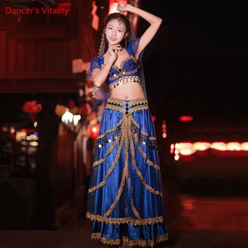 Cosplay Oblečenie Top+Šatky+Opasok+Sukne 4-Dielna Sada Egyptské Ženy, Brušný Tanec Orientálne Tanečné Predstavenie Oblečenie Nosiť Oblek