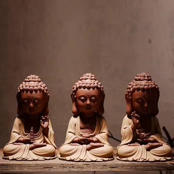 Keramické Sochy Šákjamuni Buddha ，Medicíny Budha Tathagáta Budha Socha，Fialová piesku ručne vyrezávané Domáce dekorácie socha
