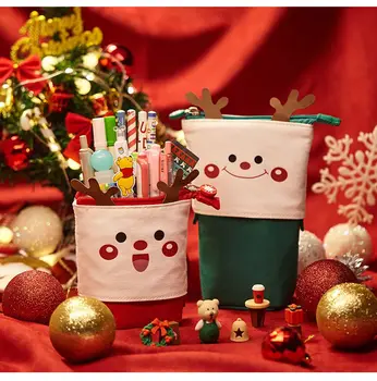 Vianoce, Veľkú Kapacitu Školské Vianočné Dekorácie Pružné Pero Taška Peračník Make-Up Vrecko Na Zips Úložný Box