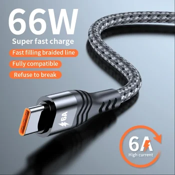 6A 66W Super Rýchle Nabíjanie Dátový Kábel Typec Rozhranie pre Huawei Xiao Samsung Oppo Rýchle Nabíjanie USB Nabíjací Kábel Dátový Kábel