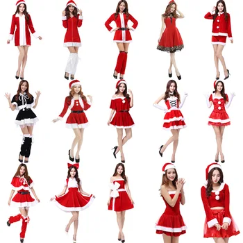 Elegantné Ženy Šaty 2022 Nové Dámske Cosplay Kostým Vianoce, Santa Claus Fáze Show Oblečenie Sexy Červené COS Tanečné Šaty, Plášte