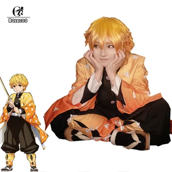ROLECOS Anime Cosplay Kostým Agatsuma Zenitsu Cosplay Kostým Mužov Kimono Žltá Jednotné Celý Súbor