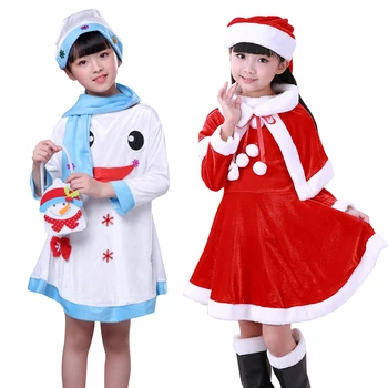 Vianočné Detí, Santa Claus Kostým S Klobúk Cape Šaty, Obleky Detí Dievča Fantázie Rekvizity Oblečenie, Oblečenie Nastaví Veľkosť 100-150