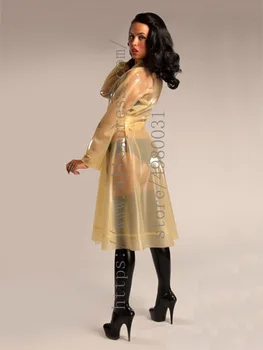 V pohode žien transparentné latexové farby 100% handmade sexy dlhé latex kabát vyrobený z 0,4 mm hrúbka prírodný latex materiálov