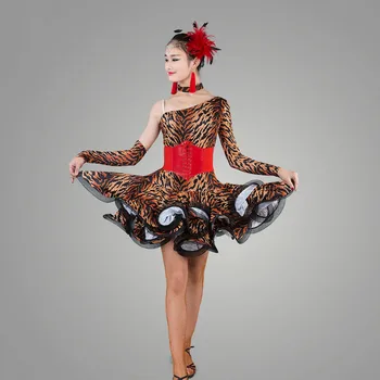 Leopard Dospelých Latinskej Tanečných Kostýmov, Ženy Latinskej Tanečnej Súťaže Šaty