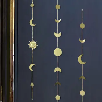 Americký Jednoduché Vietor Obývacia Izba Pozadí Steny Kovové Kolo Sun Moon Star Straight-line Ozdoby