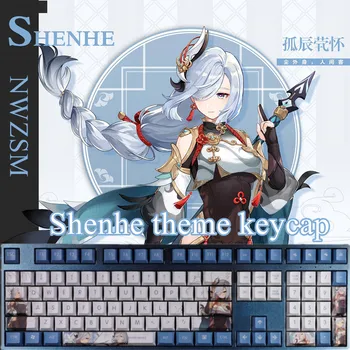 Genshin Vplyv Keycaps Mechanické Klávesnice Dekorácie Pbt 108Keys Klávesnice Príslušenstvo Shenhe Anime Charakter Keycaps