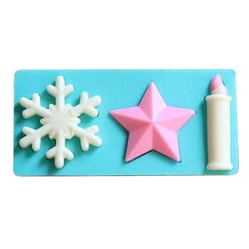 3D Silikónové Vianočné Formy DIY Snowflake Star Sviečka Narodeninovú Tortu Fondant Zdobenie Formy Ručné Sugarcraft Pečenie Nástroje
