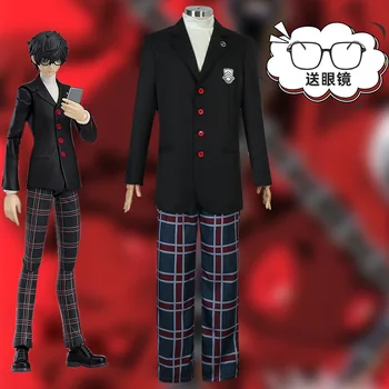 Hra Persona 5 - Amamiya Ren Cosplay Kostým P5 Ren Amamiya kompletný Set s Parochňu Školskú Uniformu Vyhovuje Halloween Role-playing Rekvizity
