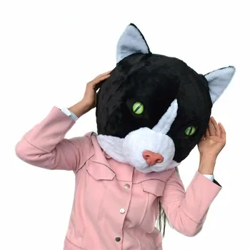 Mačka Maskot Cosplay Kostým chlpaté strany cartoon kostým karneval, halloween, vianoce, veľká noc reklamné oblečenie mačka maskot plyšové headdress