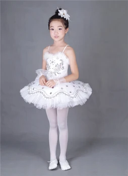 Dievča Pierko BallerinaTutu Kostým Dieťa Flitrami White Swan Lake Tutu Tanečné Šaty Baletné oblečenie pre Deti, Oblečenie pre Balet
