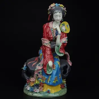 vianočné dekorácie pre domov+ Vysoká 10.6 palce !!! Zbierať Čínsky ručné Dynastie Ming palác dámy porcelánová Plastika