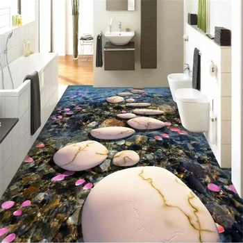 beibehang Vlastné podlahy, maľby, 3d samolepiace dekoračné maľovanie na kameň cesty dláždené lístkov 3D obývacia izba, kúpeľňa podlahy