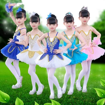 2018 Nový Balet Labutie Jazero Šaty Palacinka Sequined Profesionálne Balet Tutu Dancewear Dievča Tanečných Kostýmov, Baletné Šaty Pre Deti