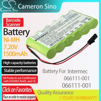 CameronSino Batérie pre Intermec 066111-001 hodí Intermec 066111-001 Čiarových kódov, batéria 1500mAh 7.20 V Ni-MH Zelená