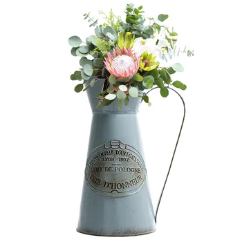 Kvetináč Retro Pozinkovaného Železa Dekorácie Kvetináč Európskej Pozinkovaného Plechu Štýle Starožitného Povrch Kovový Kvet FarmhousePot