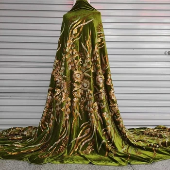Najnovšie Zlato Afriky Čipky Textílie 2022 Vysoko Kvalitné Flanelové Pre Svadobné Party na Mieru Nigérijský Žakárové Tkaniny 5 Metrov HD043
