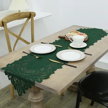 Vianočný Večierok Stôl Runner Prázdne Deformácii Čipky Pletené Doilies Obdĺžnikový Stôl Handričkou Čaj Stôl Kryt Uterák Dekorácie 33*140 CM